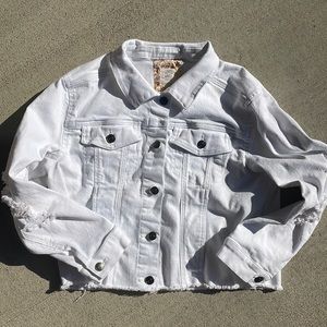 Good Hart brand distressed white denim jacket
